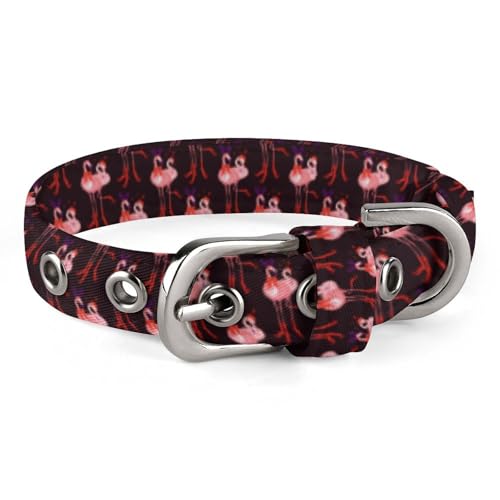 Verstellbares Weihnachts-Hundehalsband mit Weihnachtsmann und Hirsch, Flamingo, bequemes Haustierhalsband für kleine bis mittelgroße Hunde von Hyghfg