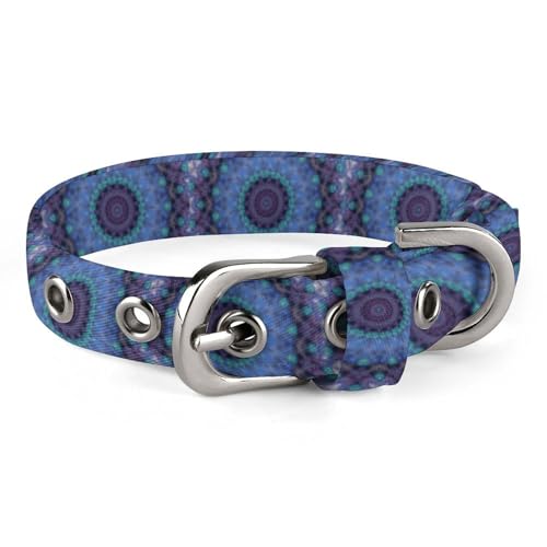 Verstellbares blaues Kaleidoskop-Hundehalsband, bequemes Haustierhalsband für kleine bis mittelgroße Hunde von Hyghfg