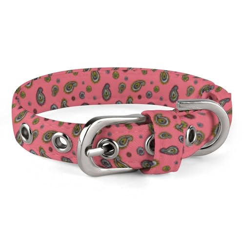 Verstellbares rosa Ornament-Paisley-Hundehalsband, bequemes Haustierhalsband für kleine bis mittelgroße Hunde von Hyghfg