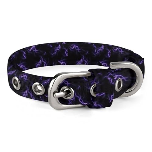 Verstellbares violettes Lightning-Hundehalsband, bequemes Haustierhalsband für kleine bis mittelgroße Hunde von Hyghfg