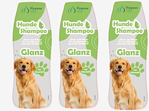 Hygiene VOS Hundeshampoo GLANZ 3 x 300ml Glanzpflege mit Mandelöl für alle Hunde und Fellarten. Gute Kämmbarkeit von Hygiene VOS