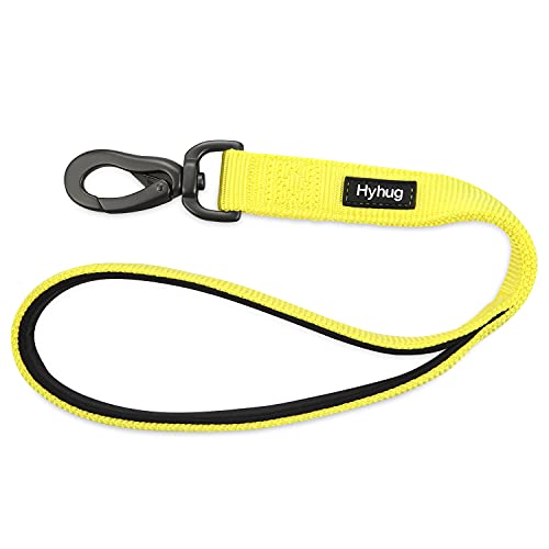 Hyhug Hochwertige Nylon-Hundeleine, 45.7 cm, mit weichem Neopren-Griff, für mittelgroße und große Hunde, zum Walken und täglichen Gebrauch. (18 Zoll, leuchtendes Gelb) von Hyhug