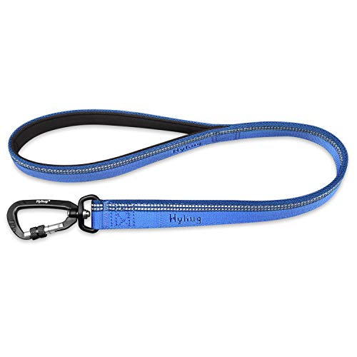 Hyhug Design, Beidseitig 3M Reflektierend Hundeleine Trainingsleine Kurz, Sicherer Nachtspaziergang。Verschleißfeste, Haltbare Kurze Nylon Hundeleine (Länge：61cm, Marina Blue) von Hyhug