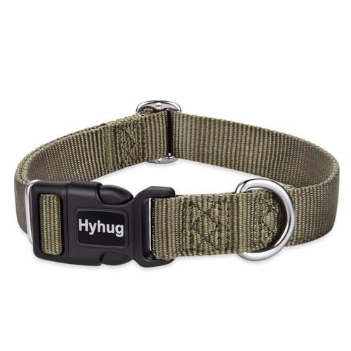 Hyhug entwirft EIN klassisches Hundehalsband, eine unabhängig gestaltete Schiebeschnalle, an der Erkennungsmarken und anderes Zubehör aufgehängt Werden können. (Kleine, Militärgrün) von Hyhug