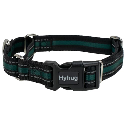 Hyhug Pets Verstellbares Martingale-Hundehalsband mit Schnellverschluss-Schnalle, farbecht, strapazierfähig, Anti-Ausbruch, Training, rutschfestes Welpenhalsband (reflektierendes Grün, Größe S) von Hyhug