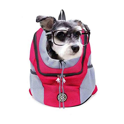 Hunderucksack Katzenrucksack, Atmungsaktive Verstellbar Katzen Transport Rucksack, Transporttasche Haustier Hund Tragetasche Katzentasche mit Fenster für Klein Hunde Katze Welpen (M, Rosarot) von Hykiee