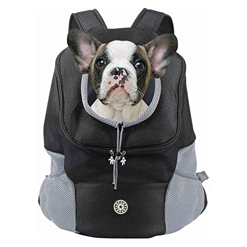 Hunderucksack Katzenrucksack, Atmungsaktive Verstellbar Katzen Transport Rucksack, Transporttasche Haustier Hund Tragetasche Katzentasche mit Fenster für Klein Hunde Katze Welpen (M, Schwarz) von Hykiee