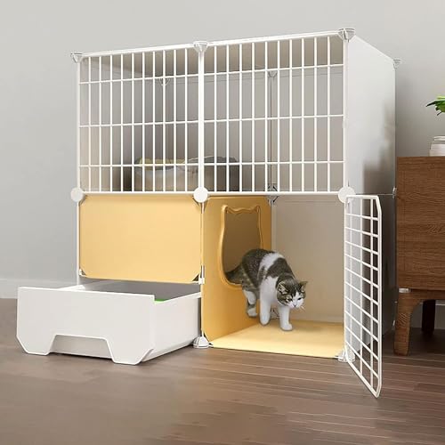 MekUk Katzenhaus Große Katze, Katzentoilette mit Rampenleitern und Katzenhütte, großer Übungsort, ideal for 1–3 Katzen(75x49x75cm) von HynJGih