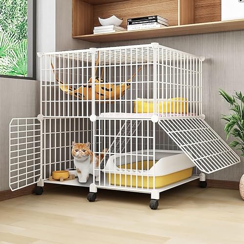 MekUk Katzenhaus Großer Katzenkäfig, Katzenkäfige for den Innenbereich, Katzenlaufstall, Katzengehege, Frettchenkäfig, Hundekäfige for große Hunde und Katzen(75x49x76cm) von HynJGih