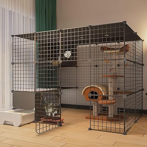 MekUk Katzenhaus Großer Katzenkäfig – Katzengehege, Katzenkäfig, DIY-Zwinger, Katzenkiste mit Katzentoilette – for kleine Tiere, Welpen, Kätzchen von HynJGih