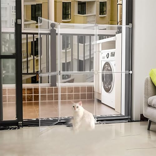 MekUk Katzenhaus Katzen-Laufstall DIY transparenter Welpen-Hunde-Laufstall tragbarer Hofzaun, Kleintierkäfig for Kaninchen, Meerschweinchen(6PCS) von HynJGih