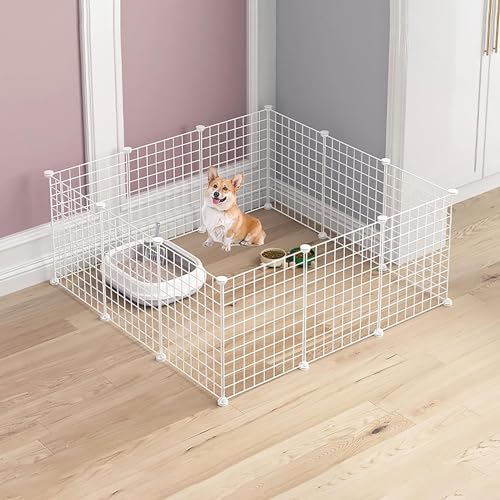 MekUk Katzenhaus Katzenkäfig – Katzenkäfig, Laufstall for den Innenbereich, Katzenhütten, Katzengehege, Hundekäfige, Frettchenkäfig, Hundekäfige, leicht zu reinigen(Bianco,111x111x47cm) von HynJGih