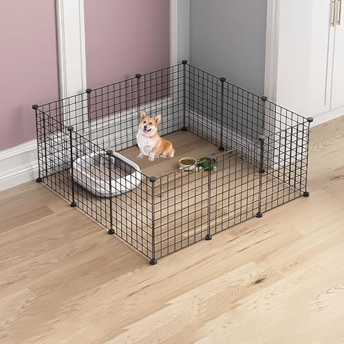 MekUk Katzenhaus Katzenkäfig – Katzenkäfig, Laufstall for den Innenbereich, Katzenhütten, Katzengehege, Hundekäfige, Frettchenkäfig, Hundekäfige, leicht zu reinigen(Black,111x111x47cm) von HynJGih