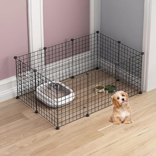 MekUk Katzenhaus Katzenkäfig – Katzenkäfig, Laufstall for den Innenbereich, Katzenhütten, Katzengehege, Hundekäfige, Frettchenkäfig, Hundekäfige, leicht zu reinigen(Black,111x75x47cm) von HynJGih