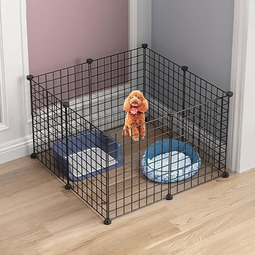 MekUk Katzenhaus Katzenkäfig – Katzenkäfig, Laufstall for den Innenbereich, Katzenhütten, Katzengehege, Hundekäfige, Frettchenkäfig, Hundekäfige, leicht zu reinigen(Black,75x75x47cm) von HynJGih