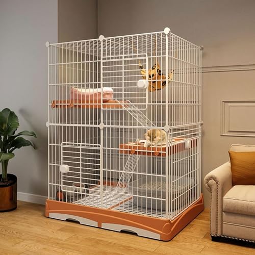 MekUk Katzenhaus Katzenkäfig for den Innenbereich, DIY-Katzenkäfige, Laufstall, Katzengehege, abnehmbare Metall-Haustierkiste, 1/3/4 Etagen, großer Übungsplatz, ideal(37.4''x23.6''x47.2'') von HynJGih