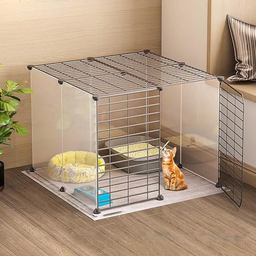 MekUk Katzenhaus Katzenkäfig for den Innenbereich – Katzenkäfig, Laufstall, Katzenhütte, Katzengehege, Katzenwohnung, abnehmbare Katzenhütten aus Metall, Katzenbox, Hundebox(75X75X47CM) von HynJGih