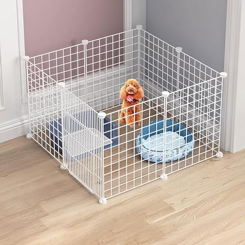 MekUk Katzenhaus Welpen-Laufstall for Hunde, Katzenkäfige, Innen-Haustier-Laufstall mit Tür, Meerschweinchenkäfige, selbstgemachte, verschlüsselte Drahtgeflechtkäfige(Bianco,75x75x47cm) von HynJGih