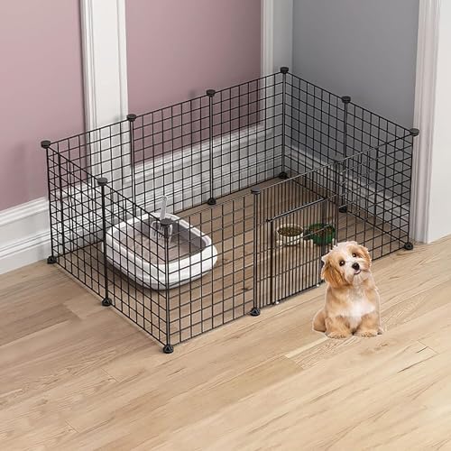 MekUk Katzenhaus Welpen-Laufstall for Hunde, Katzenkäfige, Innen-Haustier-Laufstall mit Tür, Meerschweinchenkäfige, selbstgemachte, verschlüsselte Drahtgeflechtkäfige(Black,111x75x47cm) von HynJGih