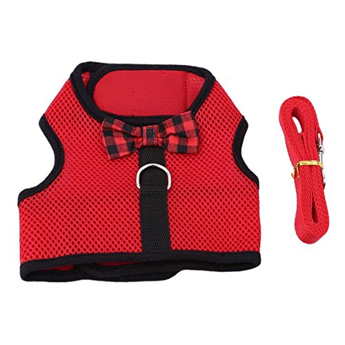 Bunny Kitten Harness No Pull Cat Leash Stilvolle Weste Geschirr für Kleintiere Verstellbar Weich Atmungsaktiv Walking Harness Set (Rot, L) von Hypeety