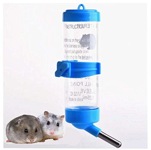 Hamsterkäfig-Trinkflasche für Papageien, Mäuse, Ratten, Rennmäuse, Wasser-Futternapf, 125 ml, 1 Stück, zufällige Farbe von Hypeety