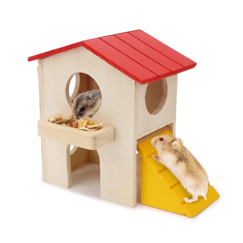 Holzhaus Villa Käfig Übungsspielzeug Hamster Igel Maus Meerschweinchen Kleintierkäfig Villa House von Hypeety