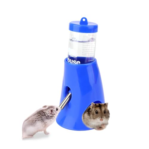 Hypeety Hamster-Wasserflasche mit Boden, automatischer Wasserspender, Käfigzubehör für Zwerghamster, Maus, Ratte, Igel, Meerschweinchen, 80 ml (Blau, 80 ml) von Hypeety