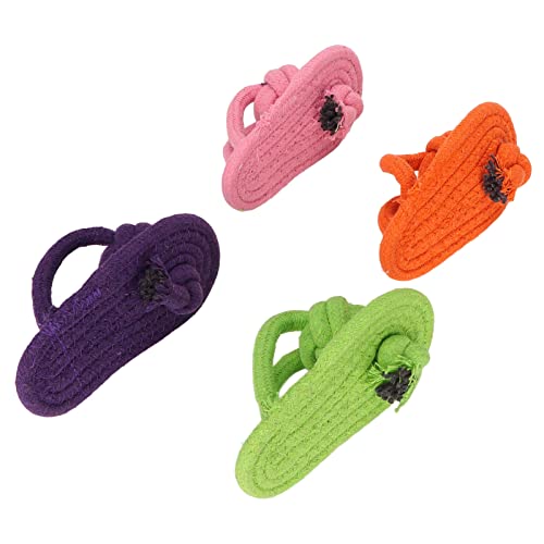 Hund Kauspielzeug Pantoffel Schuh Flip Flops Form Ideal Zum Zahnen Welpen Backenzähne Reinigungsspielzeug Kauspielzeug Baumwollseilmaterial (4 Stück) Baumwolle, Baumwollseil Hundespielzeug von Hyuduo