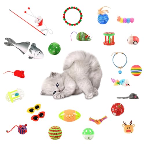 HyzaPhix Weihnachts Adventskalender für Katzen, Katzenspielzeug Interaktiv Set, Katzen Spielzeug Kitten, Katzenbälle Spielzeugmäuse für Kätzchen (Katzen) von HyzaPhix