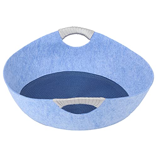 Filz Katzenbett Höhle, Haustier Filzbett mit Kratzmatte All Seasons Removable Hanfseilunterlage für Katzen und Kätzchen(Blau) von Hztyyier