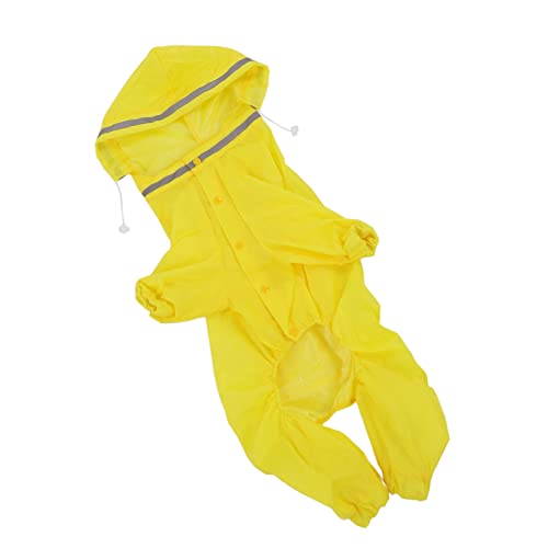 Hztyyier Haustier-Regenjacke, Gelber Hunderegenmantel mit Kapuze aus Wasserdichter Polyesterfaser, 4-Bein-Design, Verstellbar für Große Hunde (3XL) von Hztyyier