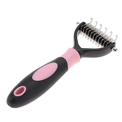 Pet Grooming Dematting Comb Brush, Professionelle Pet Grooming Comb 2 seitige Rechenbürste für Hunde oder Katzen(Rosa) von Hztyyier