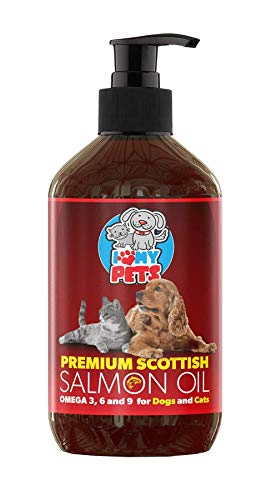 I Love My Pets Schottisches Lachsöl, 500 ml, für Hunde, Katzen und andere Tiere – 100 % natürliches Lachsöl mit Omega 3 und 6 – fördert gesunde Haut, Fell, Gelenke und Gehirnfunktion. von I Love My Pets