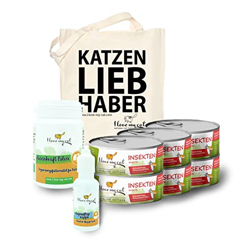 I Love my Cat Augenpflege-Sparset für Katzen mit Futtermittelallergie Hypoallergene Katzennahrung 100 g x 6 Schonende Pflege für tränende Katzenaugen 30 ml Unterstützung für die Nieren 35 g von I love my cat NATURAL CAT FOOD