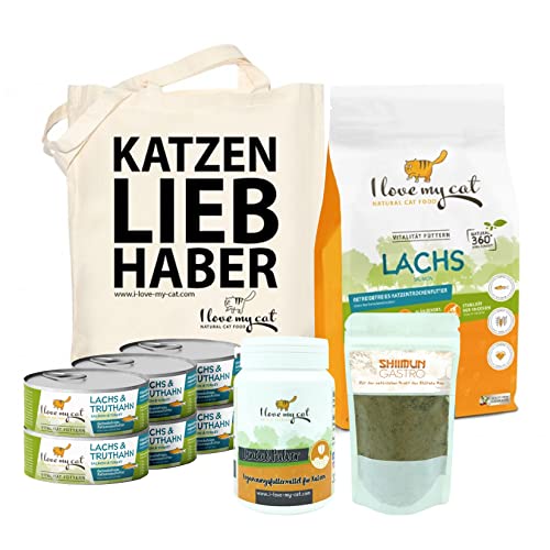 I Love My Cat 360° Vitalkonzept für Ihre Katzen im Günstigen Sparset mit Getreidefreies Futter Nahrungsergänzung mit Shiitake und Dental Pulver 1,94 kg von I love my cat