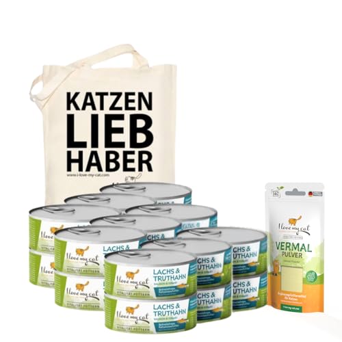 I Love My Cat Sparset für Katzen mit Giardien lästigen Darmparasiten auf natürliche Weise entgegenzuwirken 1,83 kg, Geschmack Lachs und Truthahn von I love my cat NATURAL CAT FOOD