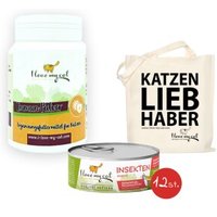 I love my cat Sparset für Katzen mit IBD - Nassfutter mit Insekten + Immun Pulver + Jutebeutel von I love my cat