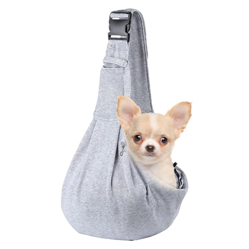 Hundeschlinge Tragetasche, Polyester Mesh Haustier Tasche, Katze Sling Carrier, Sicherheitsschnalle Atmungsaktive Hundetragetasche, Faltbare Haustiertasche, Hundetasche für Camping, Reisen, Wandern, von IAZE