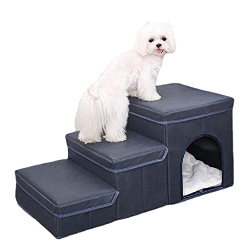 Hundetreppe, rutschfeste Haustiertreppe 3-stufige Hundeleiter, Haustiertreppe Leiter Multifunktionale breite Klapprampe, Vielseitiges Design Moderne Schlafsofa Rampe für Hunde Katzen Kleine Mittlere von IAZE