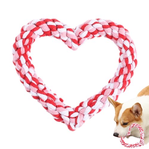 IAZE Herz-Seil-Hundespielzeug, Hunde-Kauspielzeug, herzförmiges Seil-Hunde-Kauspielzeug zum Valentinstag, Haustierspielzeug, Valentinstag-Welpen-Wurfspielzeug für den Valentinstag-Hundebedarf von IAZE