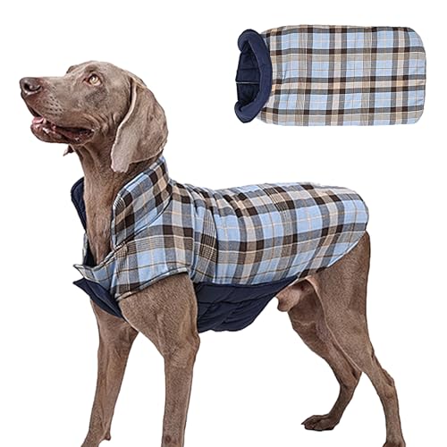 IAZE Hunde-Wintermantel, gemütlich, wasserdicht, winddicht, Winterjacke, britischer Stil, kariert, Hundekleidung für kaltes Wetter, Schneeanzug für kleine, mittelgroße und große Hunde von IAZE