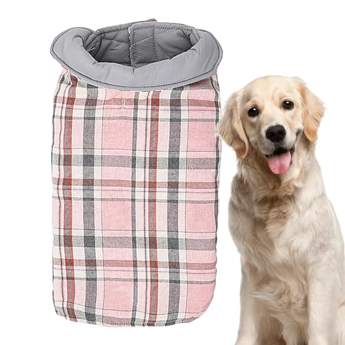 IAZE Hunde-Wintermantel, wendbar, winddicht, wasserdicht, gemütlich, Fleece-Weste, britischer Stil, kariert, Hundekleidung für kaltes Wetter, Schneeanzug für kleine, mittelgroße und große Hunde von IAZE