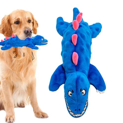 IAZE Quietschendes Hundespielzeug, 36,8 cm, Krokodil-Hundespielzeug mit Knisterpapier, Stofftier-Quietschspielzeug, Hundebegleiter, Plüsch, niedliches Hundespielzeug, Quietscher für Verhaltenstraining von IAZE