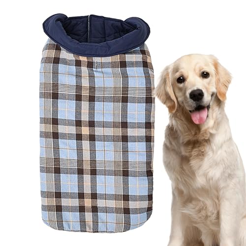 IAZE Warmer Hundemantel, winddicht, gemütlich, wasserdicht, wendbar, britischer Stil, kariert, Hundekleidung für kaltes Wetter, Schneeanzug für kleine, mittelgroße und große Hunde von IAZE