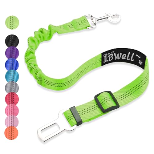 IBWell Hunde-Sicherheitsgurt für Auto mit elastischer Bungee-Leine, Auto-Sicherheitsgurt für Hunde (grün, 1 Stück - 70,1 cm) von IBWell