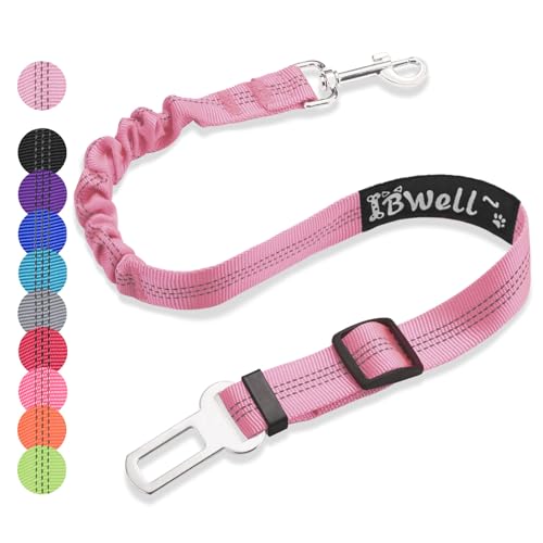 IBWell Hunde-Sicherheitsgurt für Auto mit elastischer Bungee-Leine, Auto-Leine für Hunde, Auto-Sicherheitsgurt für Hunde, IPCS (Rosa) von IBWell