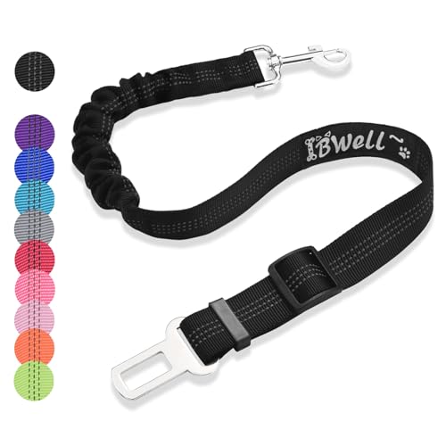 IBWell Hunde-Sicherheitsgurt für Auto mit elastischer Bungee-Leine, Auto-Sicherheitsgurt für Hunde (Schwarz, 1 Stück - 70,1 cm) von IBWell