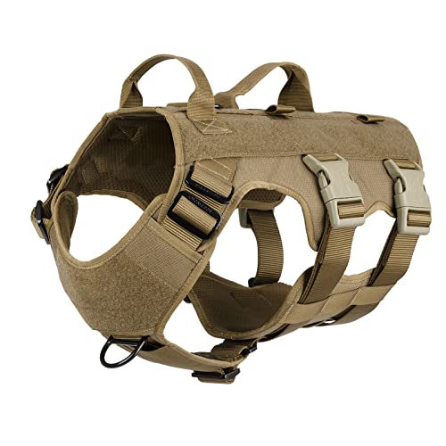 ICEFANG GN6 Patrol Taktisches Hundegeschirr, 5 Punkte, verstellbar, K9 Walking Training Weste Klettverschluss (L (Halsumfang 45,7 - 61 cm; Brustumfang 71,1 - 88,9 cm), Coyote Brown) von ICEFANG