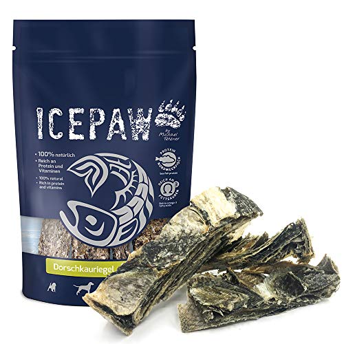 ICEPAW Dorschkauriegel 2X 100g - 100% Dorsch,fettarm, perfekt zur Zahnpflege, Kauspaß von ICEPAW by Michael Tetzner