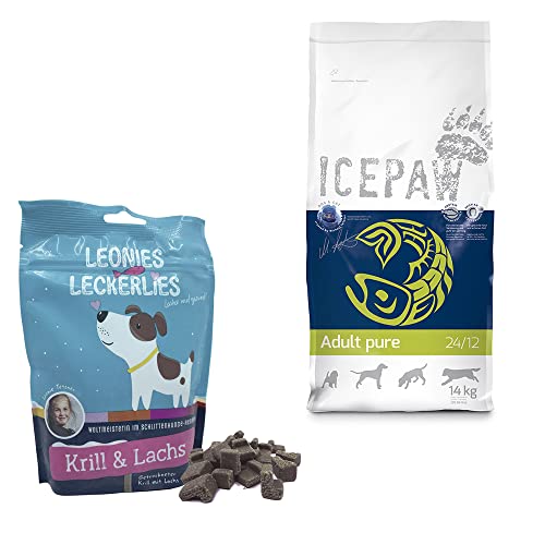 ICEPAW I Kombipaket I für Erwachsene Hunde I Trockenfutter Adult Pure I 14 kg I Mit Hering & Reis I Leonies Leckerlies 125 g von ICEPAW by Michael Tetzner